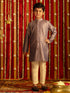 Boy's' Purple And Cream Ethnic Mirror Combo Set